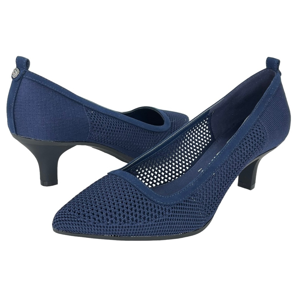 Anne Klein Rebecca Navy Knit Mesh Heels. Size 9.5M - Picture 9 of 11